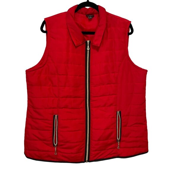 Hannah Womens XL Red Quilted Sleeveless Vest With Zipper Front & Pockets - Picture 1 of 7